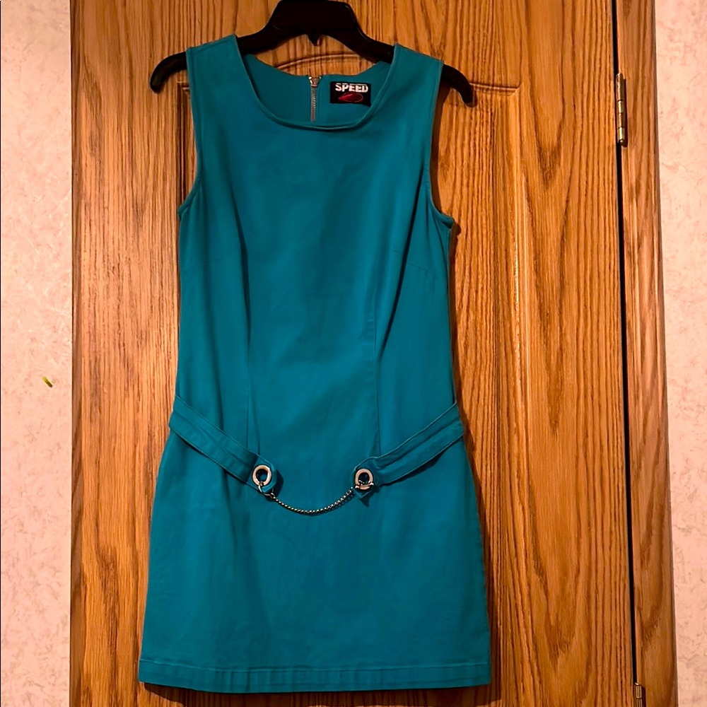 Vintage Teal sleeveless dress 70s-80s